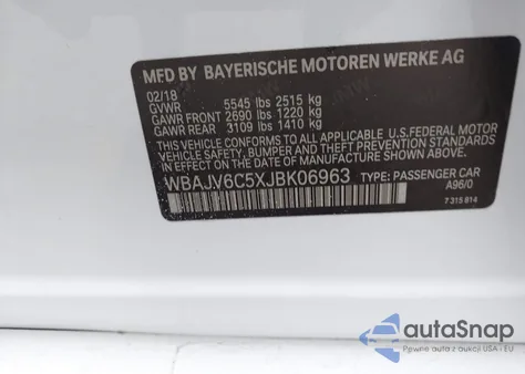 2018 BMW 640I Gran Turismo xDrive from USA, damaged, VIN WBAJV6C5XJBK06963
